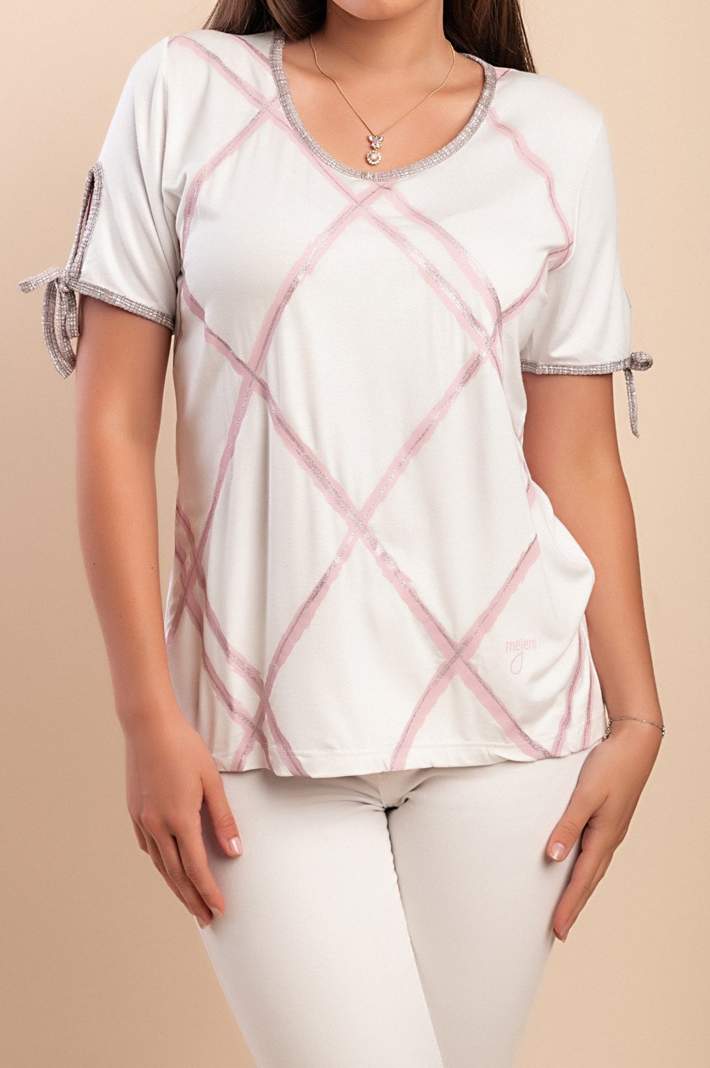 T-shirt in viscosa stampata, bianca