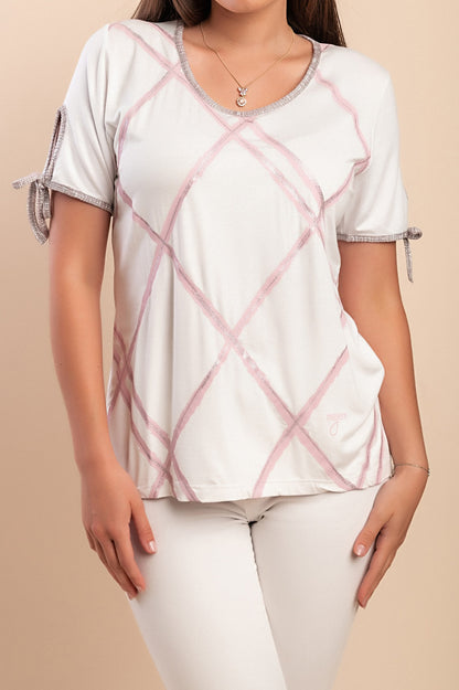 T-shirt in viscosa stampata, bianca