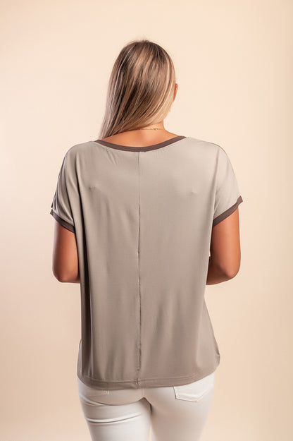 T-shirt in viscosa con rivetti decorativi, blu scuro