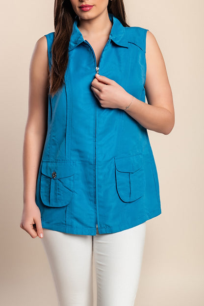 Gilet taglie forti con cerniera, blu