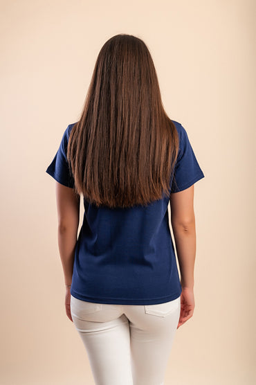 T-shirt in cotone con stampa, blu scuro