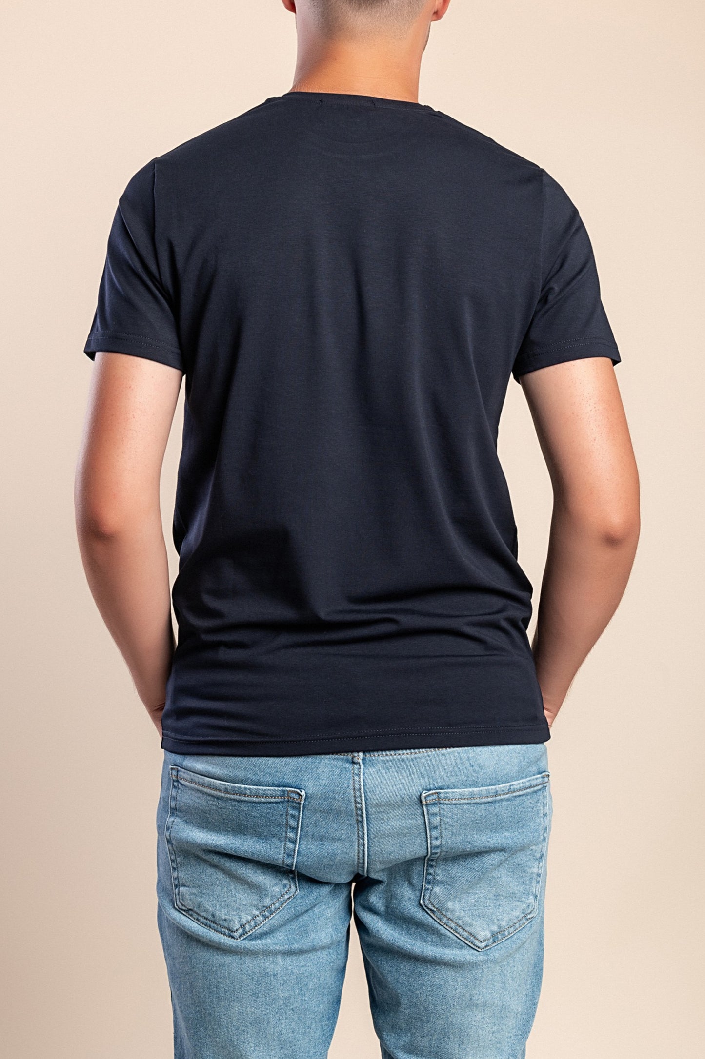 T-shirt da uomo in cotone con stampa, blu scuro