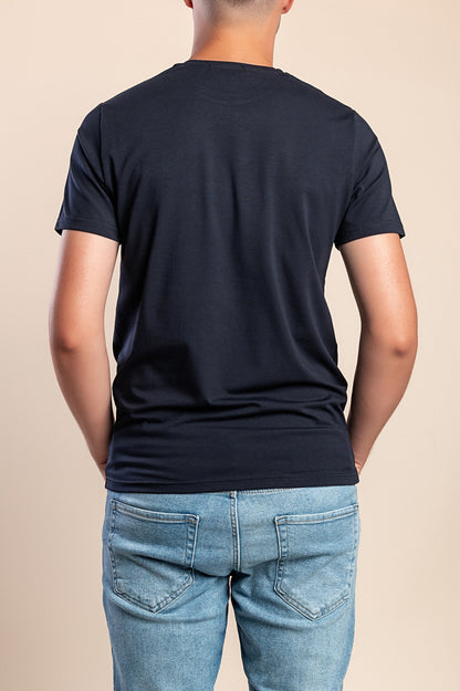 T-shirt da uomo in cotone con stampa, blu scuro