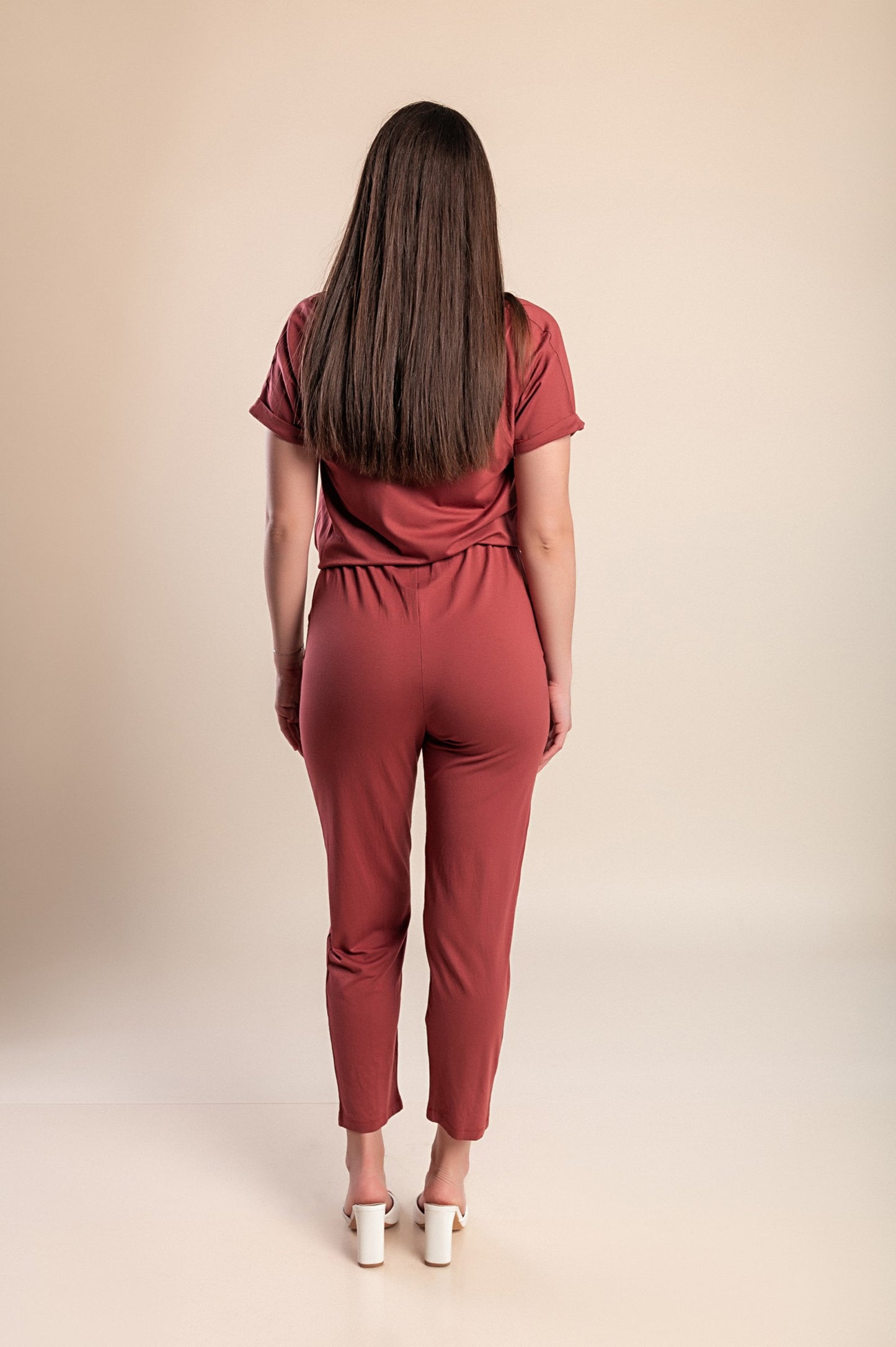 Tuta a maniche corte, mattone