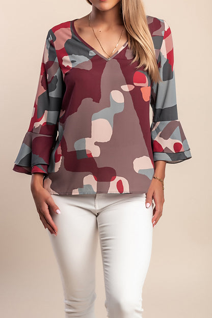 Camicetta stampata, bordeaux