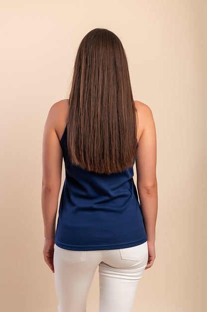 Top in cotone con spalline sottili, beige