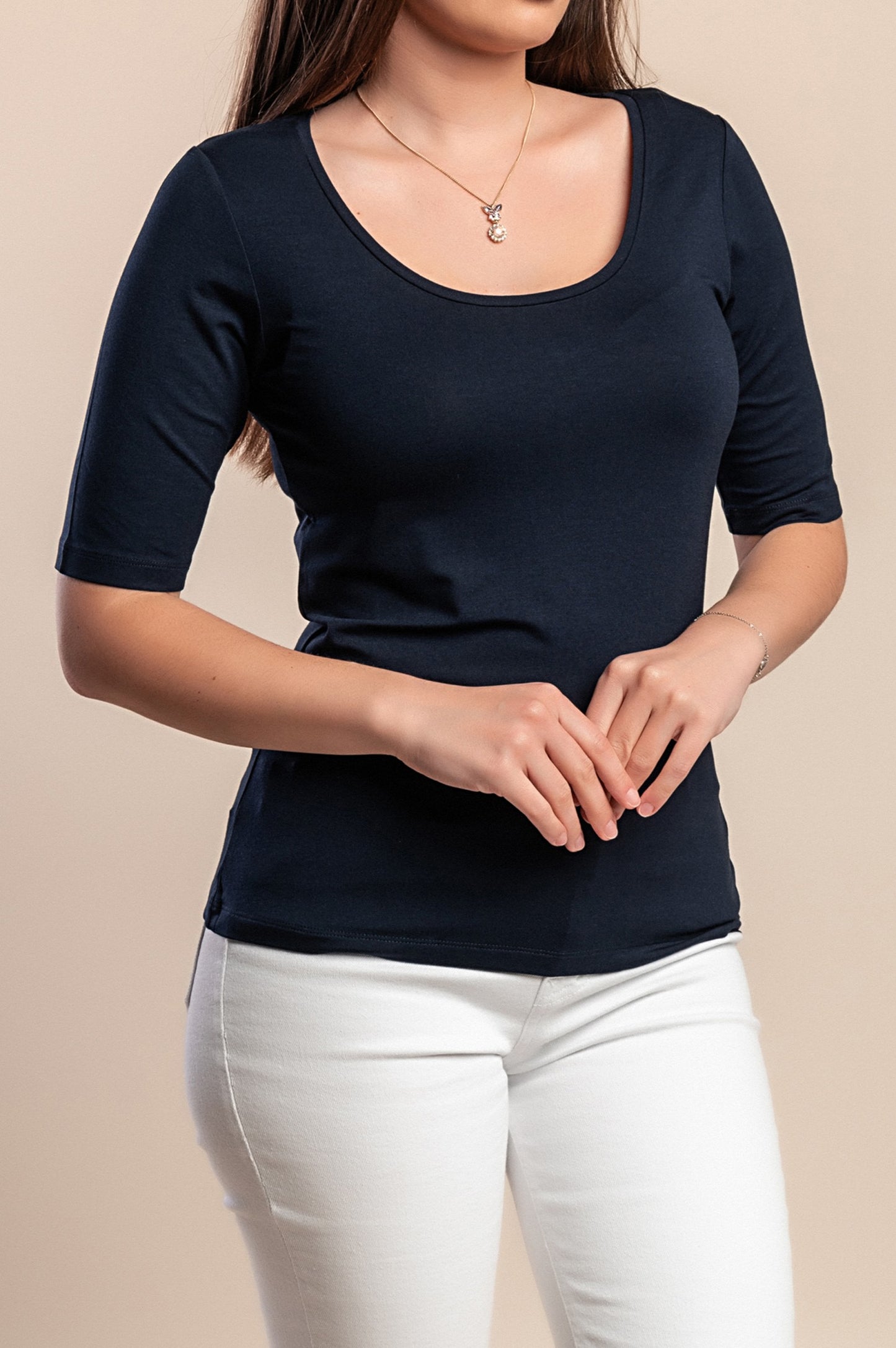 T-shirt in viscosa, blu scuro