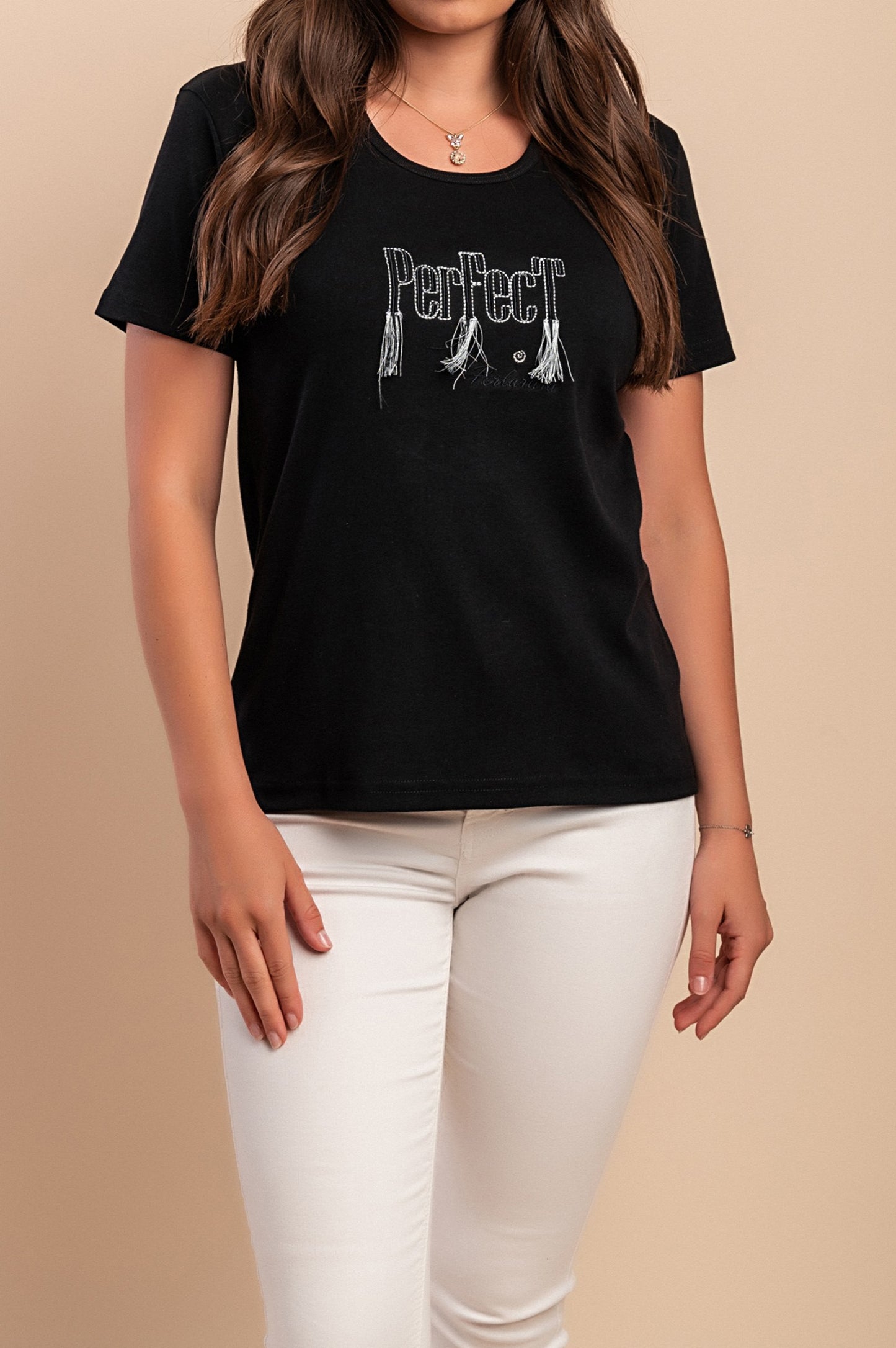 T-shirt in cotone con nappe, blu scuro