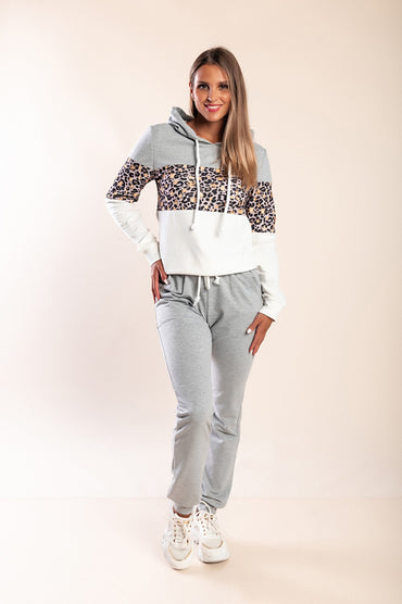 Tuta sportiva con stampa leopardata Amell, grigia
