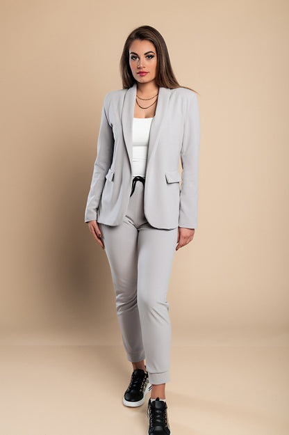 Completo di pantaloni e blazer elegante senza lettere Estrena, nero-nero