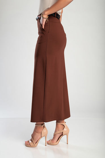 Gonna midi elegante, marrone