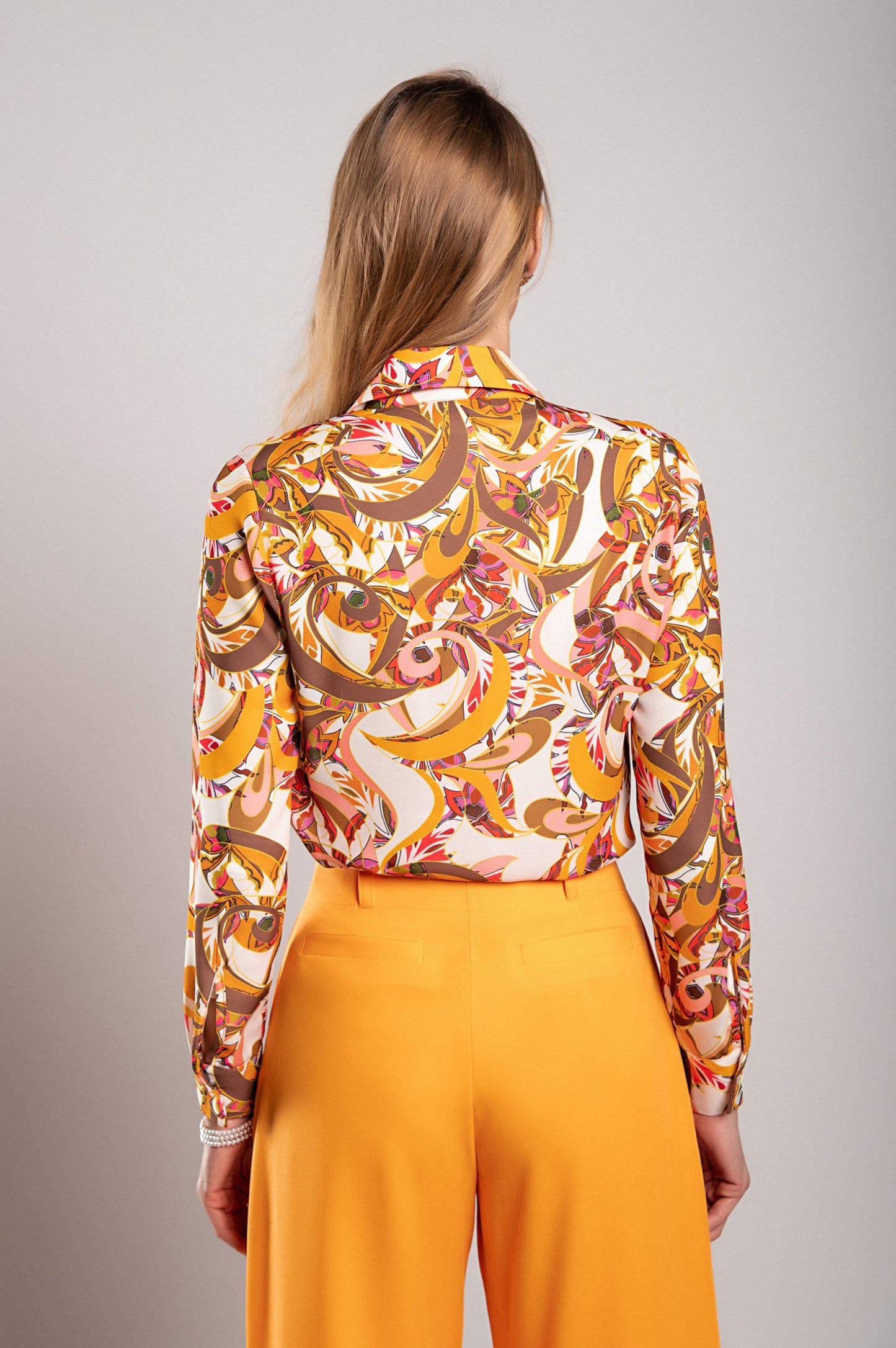 Camicia elegante con stampa, arancione