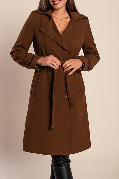Trench elegante con bottoni, cammello