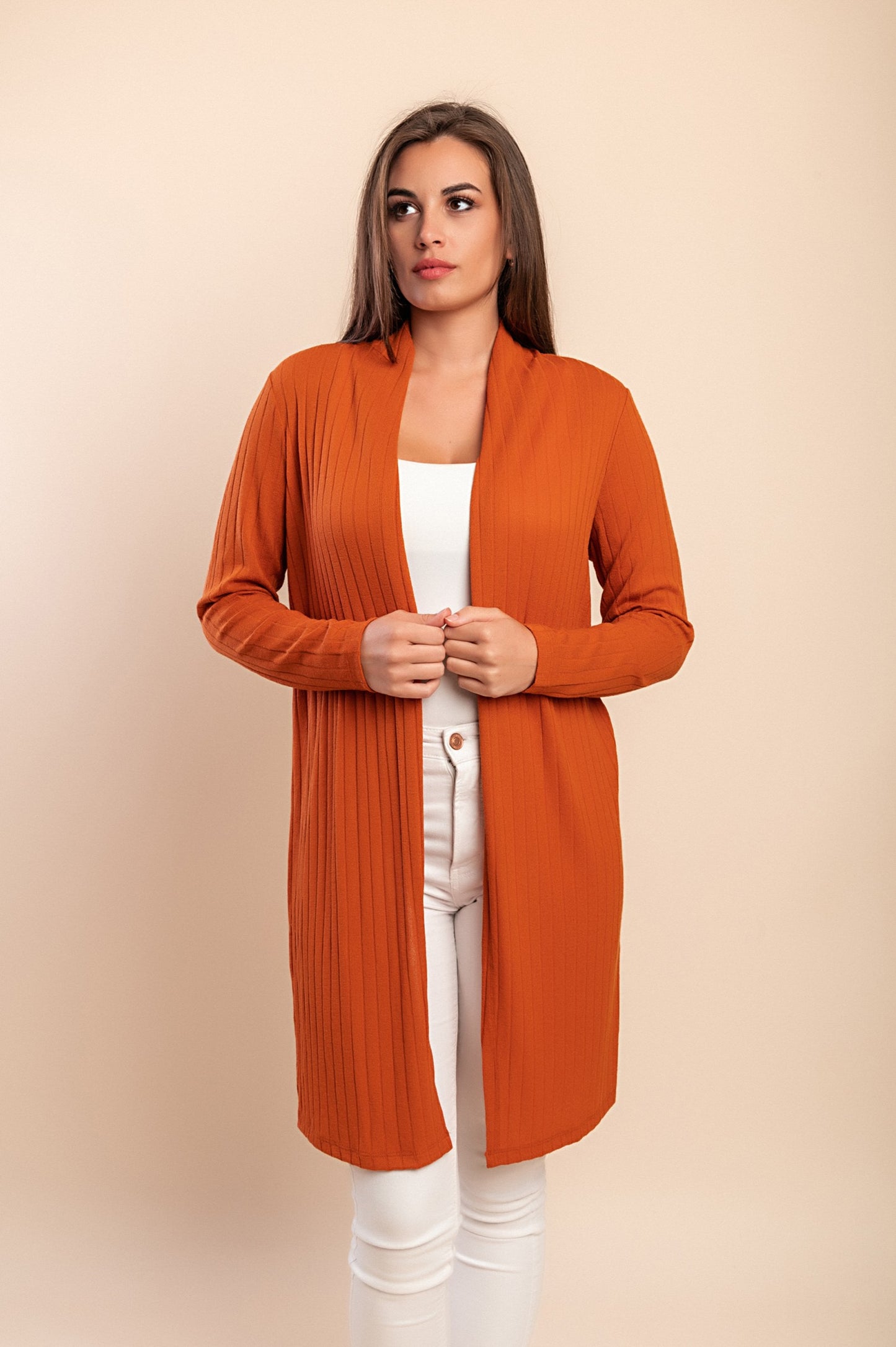 Cardigan a maniche lunghe, mattone