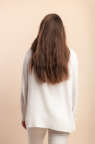 Blusa elegante taglia forte, bianca