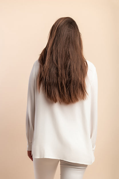 Blusa elegante taglia forte, bianca