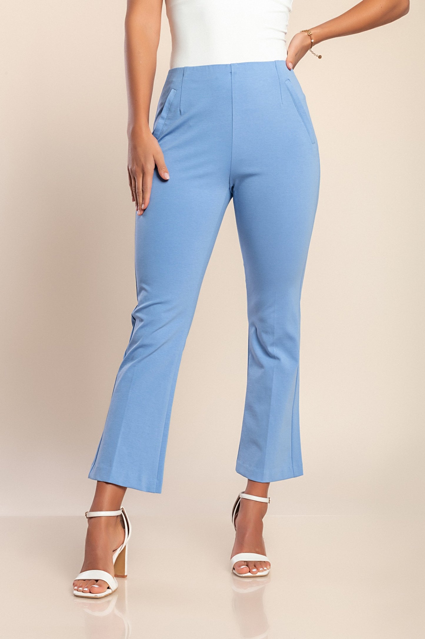 Pantaloni eleganti in cotone, azzurro