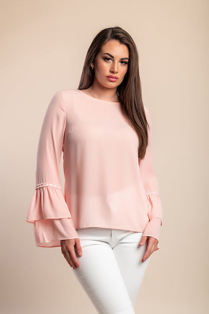 Camicetta con volant, rosa chiaro