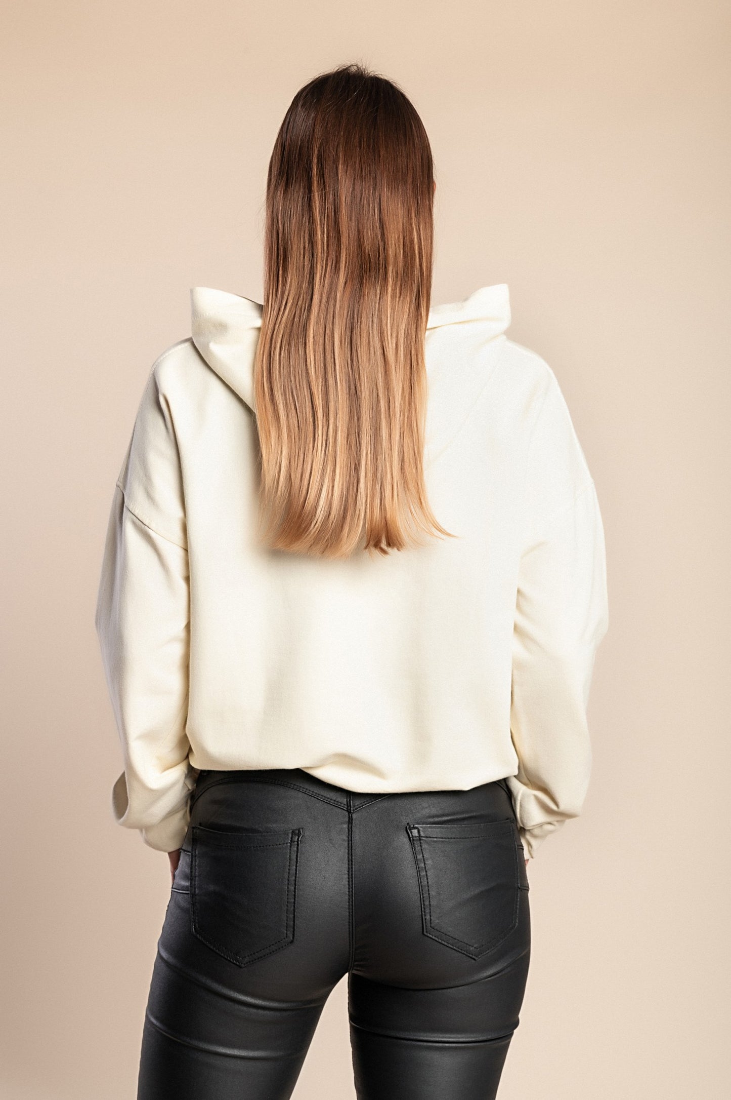 Maglietta con cappuccio e fantasia a quadri Denia, crema