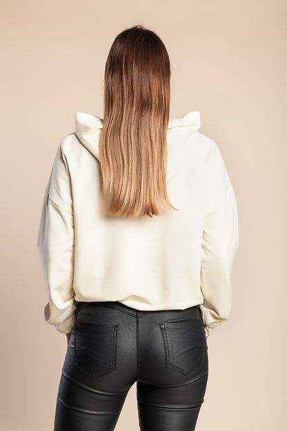 Maglietta con cappuccio e fantasia a quadri Denia, crema