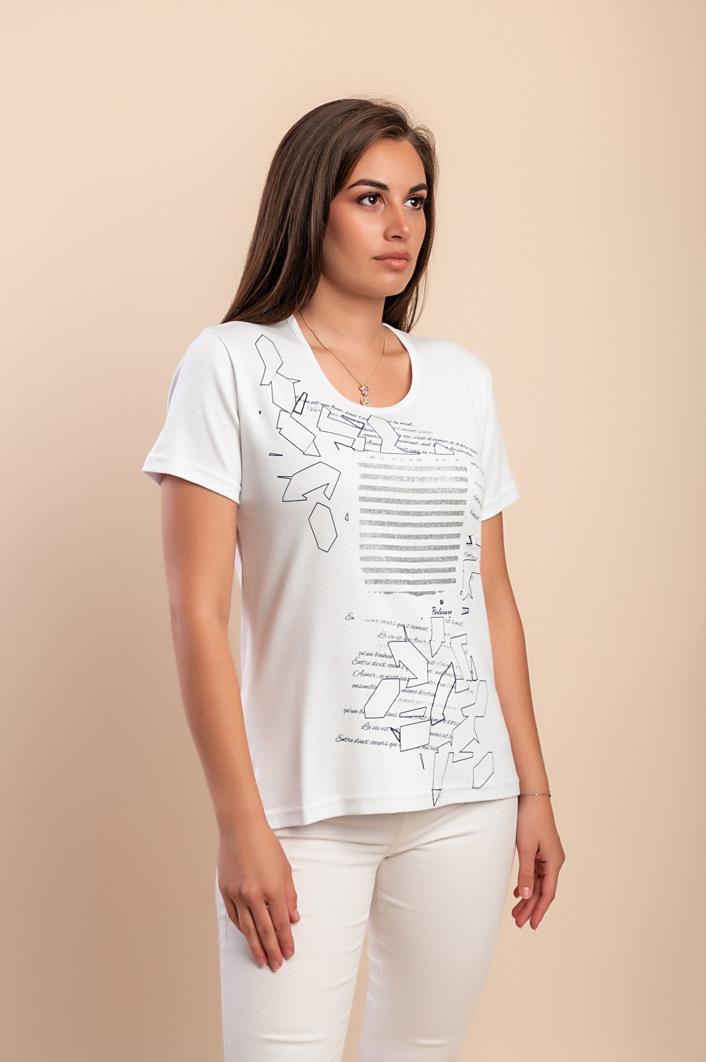T-shirt in cotone con stampa, turchese