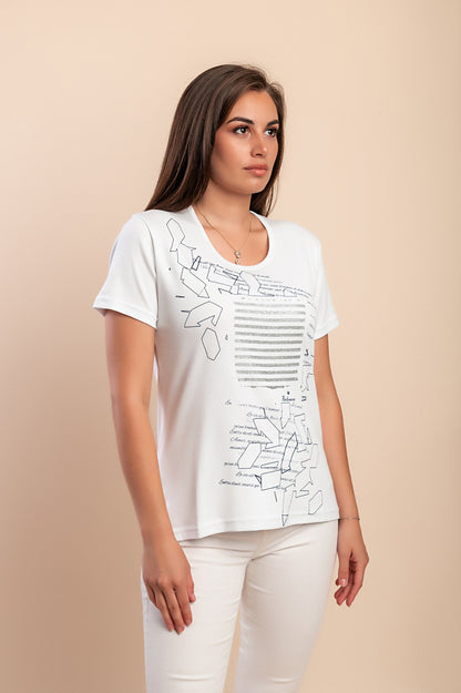 T-shirt in cotone con stampa, turchese