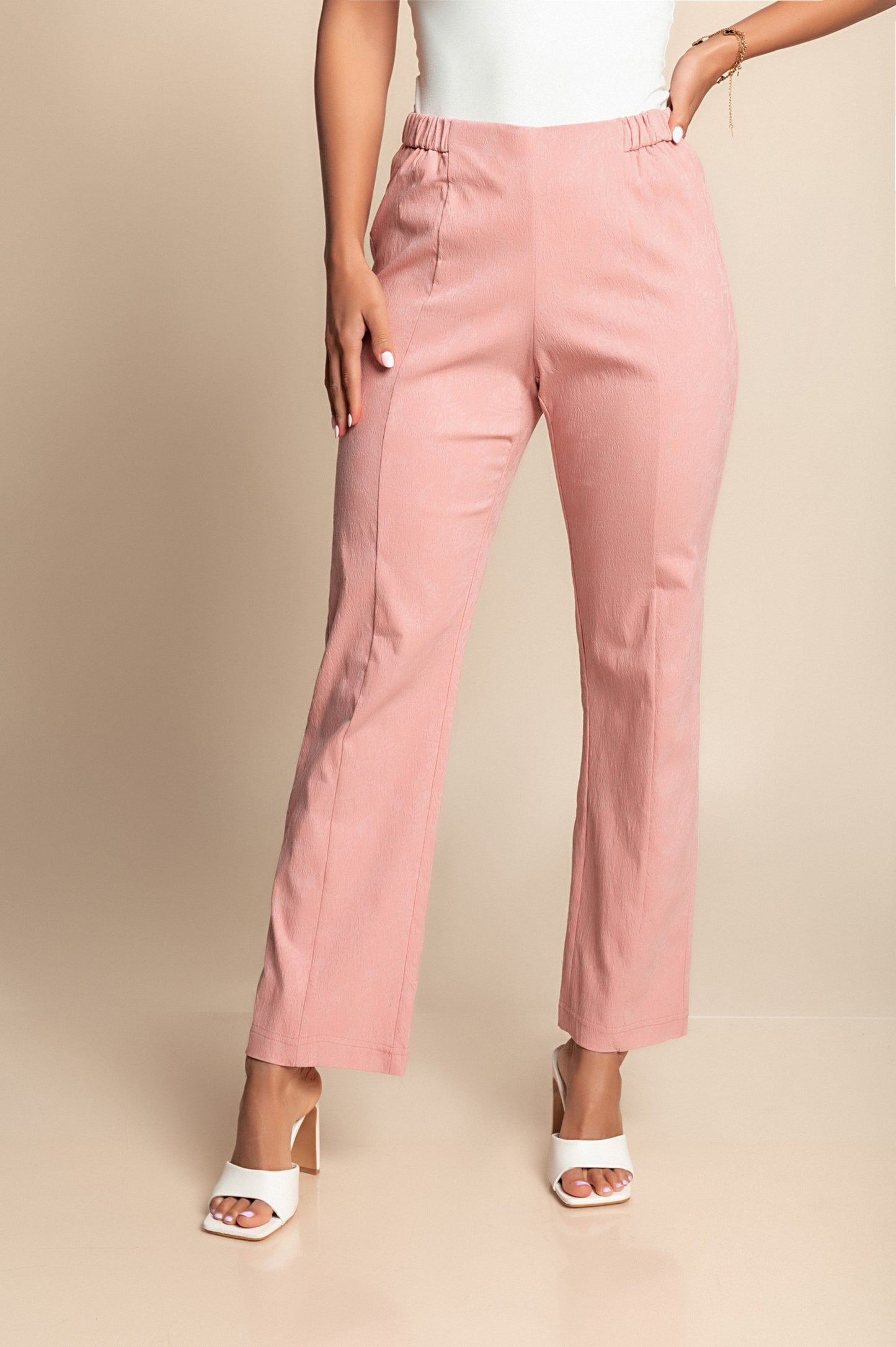 Pantaloni in viscosa taglie forti, rosa