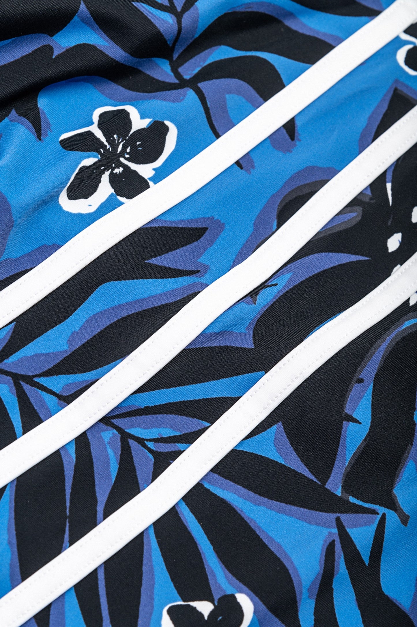 Costume intero taglie forti con stampa, blu