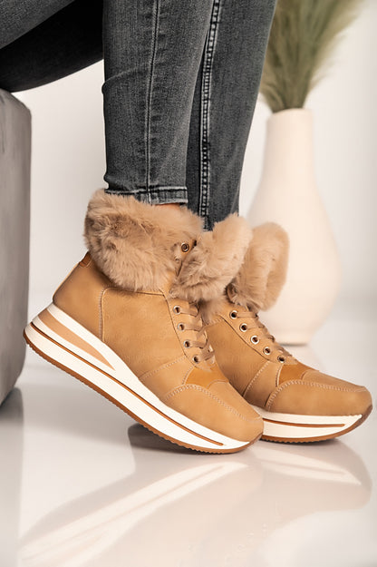 Sneakers in ecopelle e tessuto Teula, beige