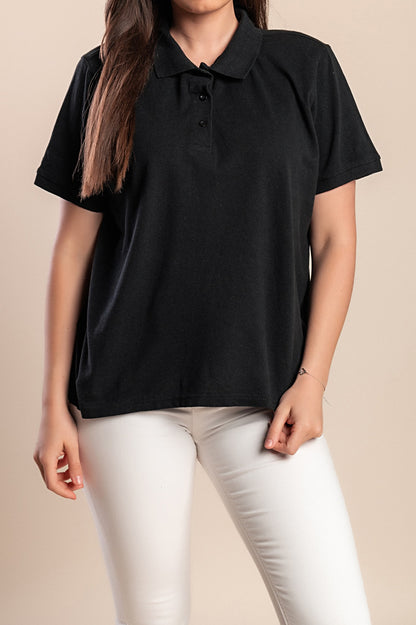 Polo in cotone, nera