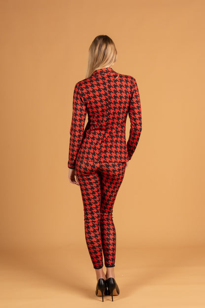 COMPLETO TAILLEUR ELEGANTE CON MOTIVO PEPITA MIRIAMA, BIANCO- NERO