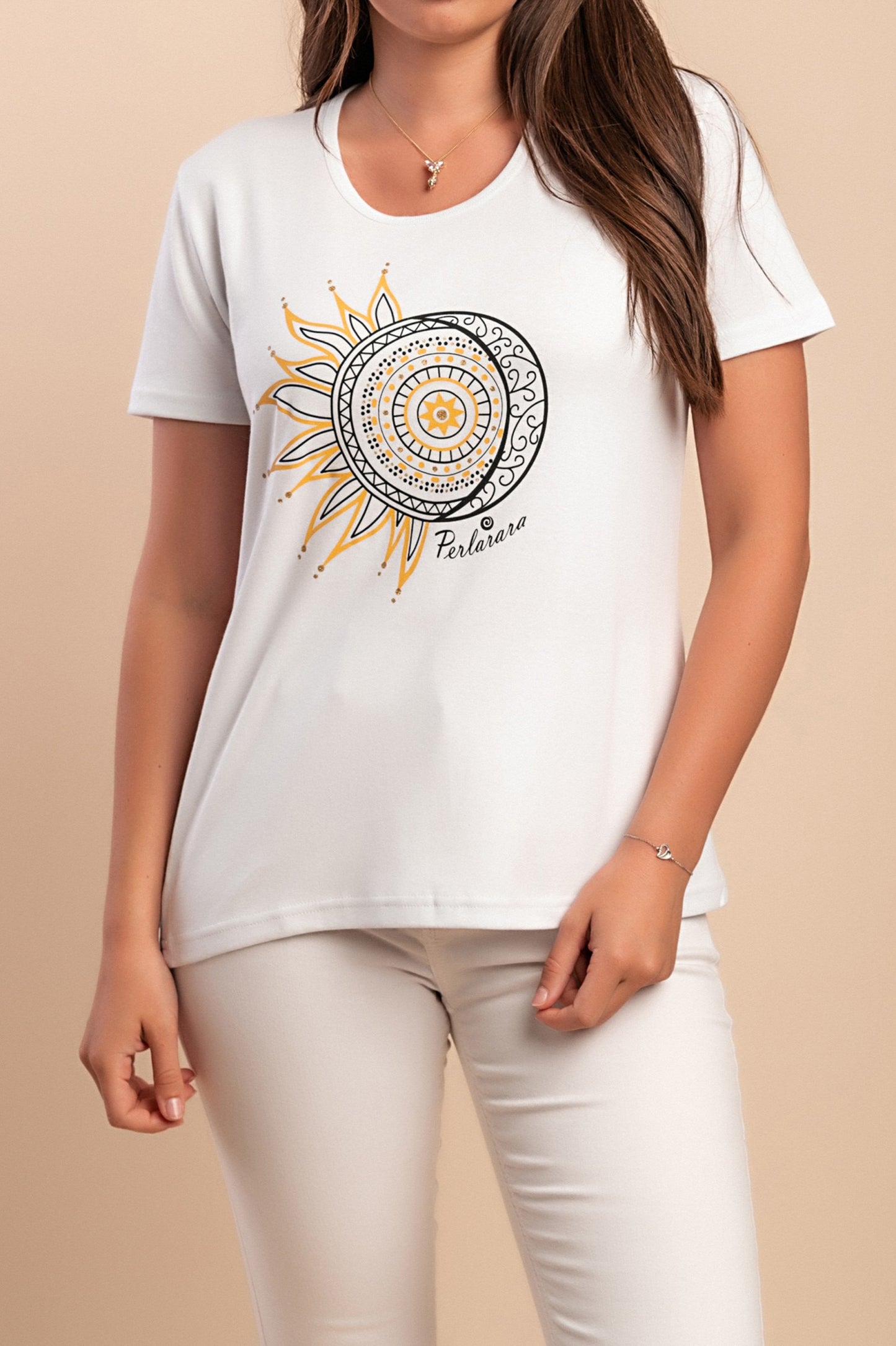 T-shirt in cotone con stampa, bianca