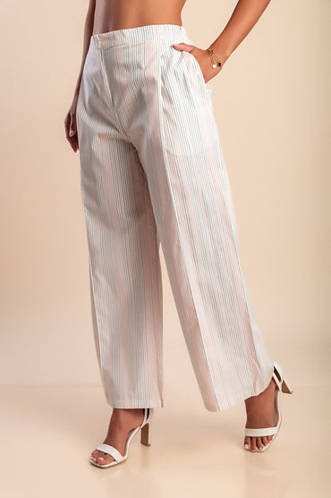 Pantaloni in cotone con stampa, bianchi