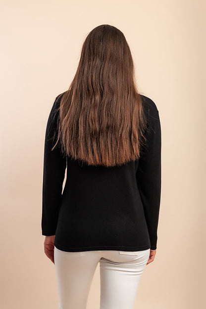 Maglia in cotone a maniche lunghe, nera