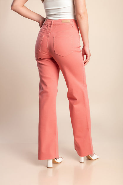 Pantaloni in cotone a vita alta, rosa