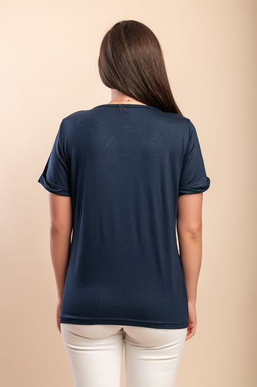 T-shirt stampata, blu scuro