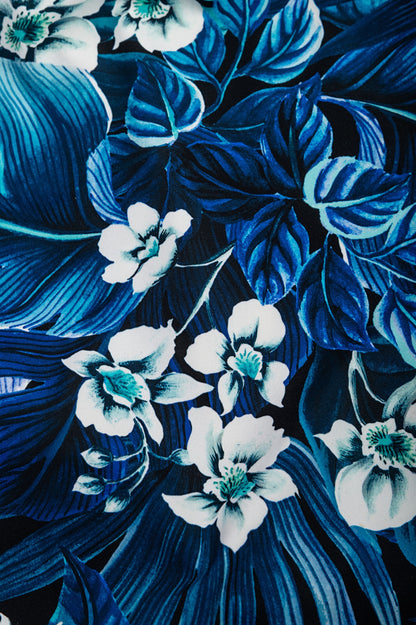 Costume da bagno stampato taglie forti, blu