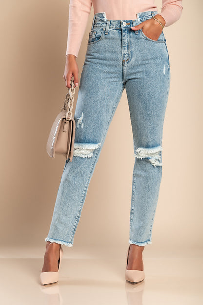 Jeans a gamba dritta, colore azzurro