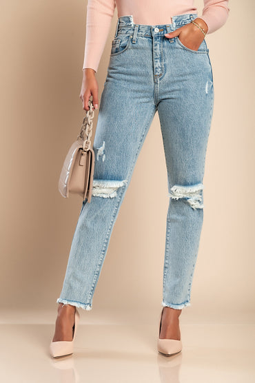 Jeans a gamba dritta, colore azzurro