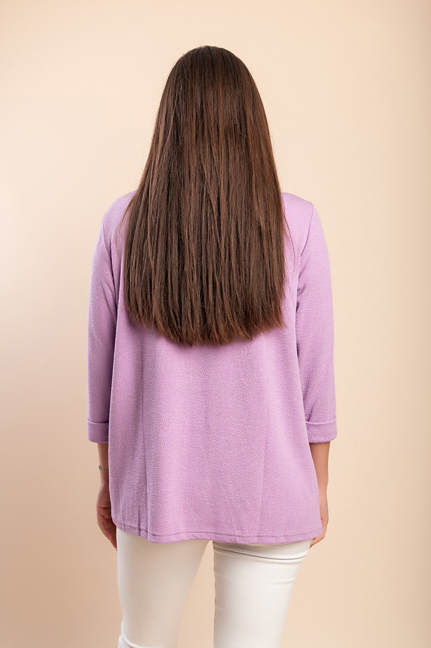 Top taglie forti con bottoni, viola