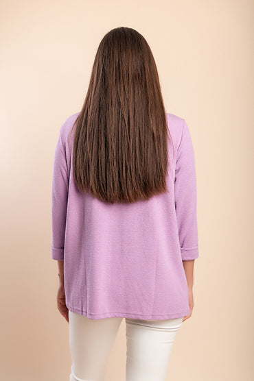 Top taglie forti con bottoni, viola