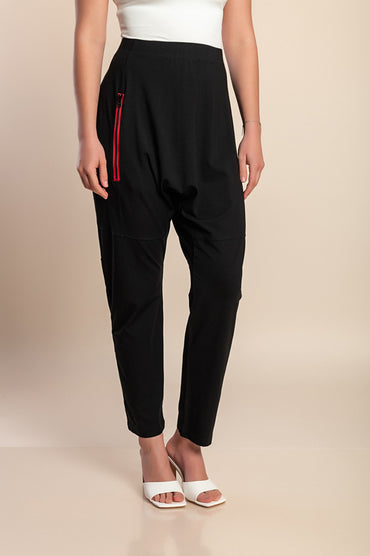 Pantaloni larghi in viscosa, neri