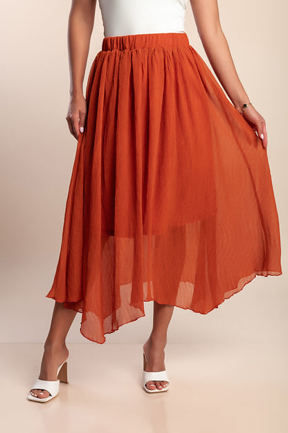 Gonna midi con elastico in vita, mattone