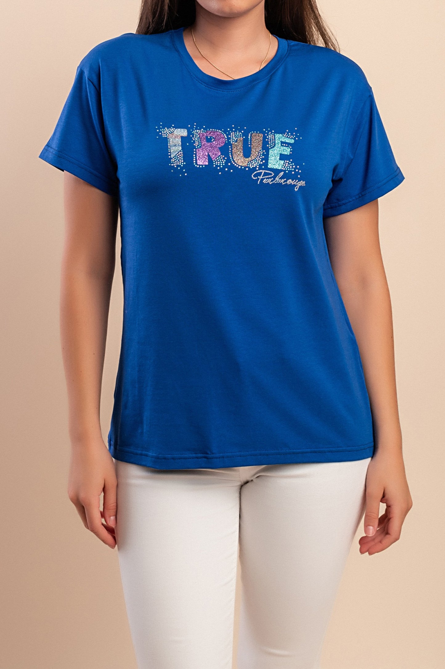 T-shirt in cotone con stampa, blu