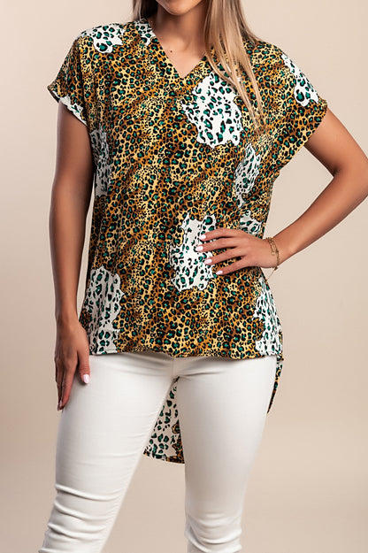 Top con stampa leopardata, nero