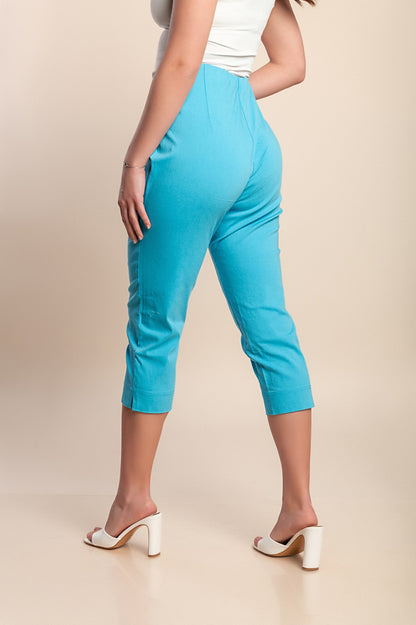 Pantaloni capri taglie forti, turchese
