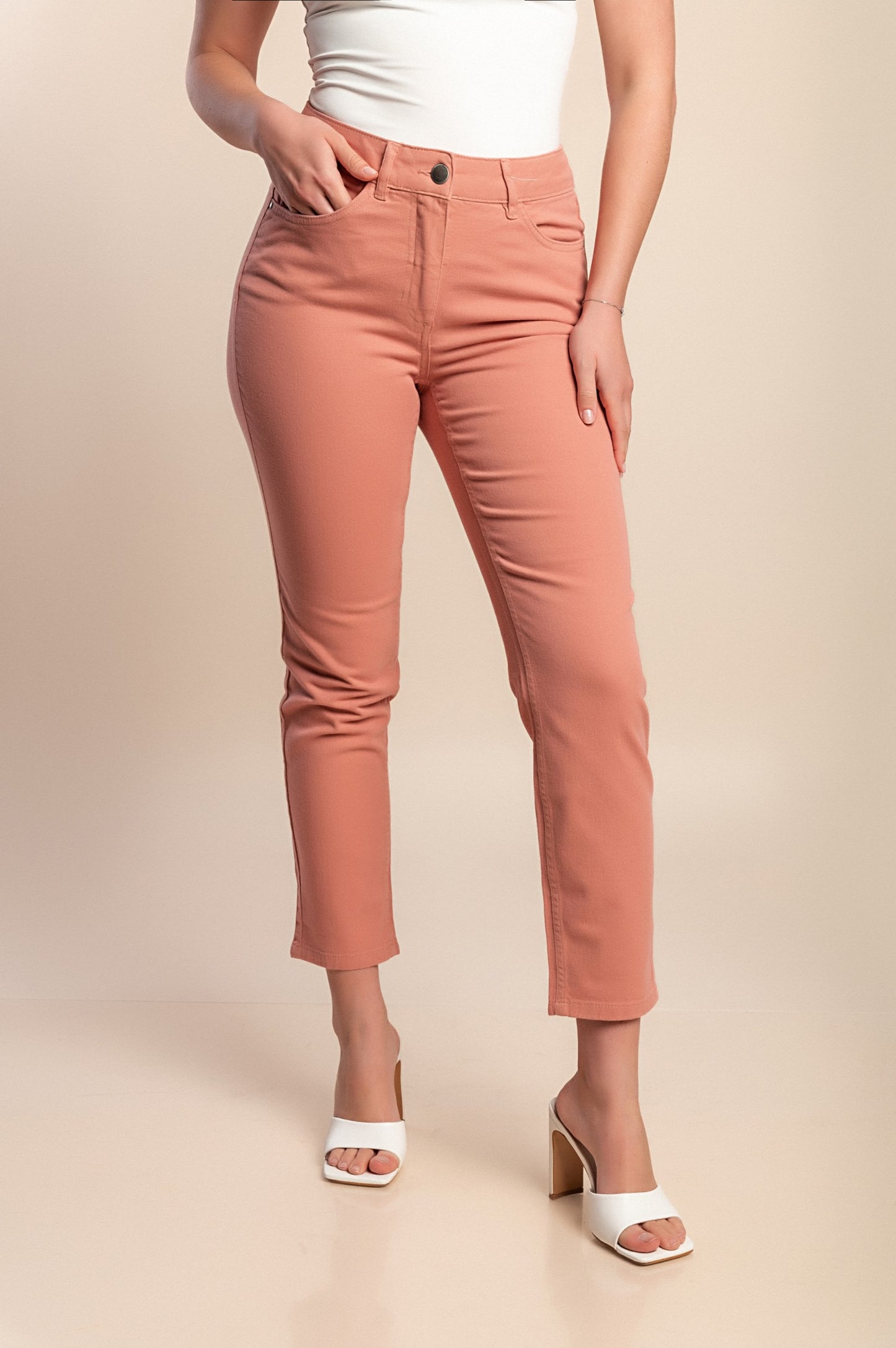 Pantaloni 7/8 in cotone, rosa