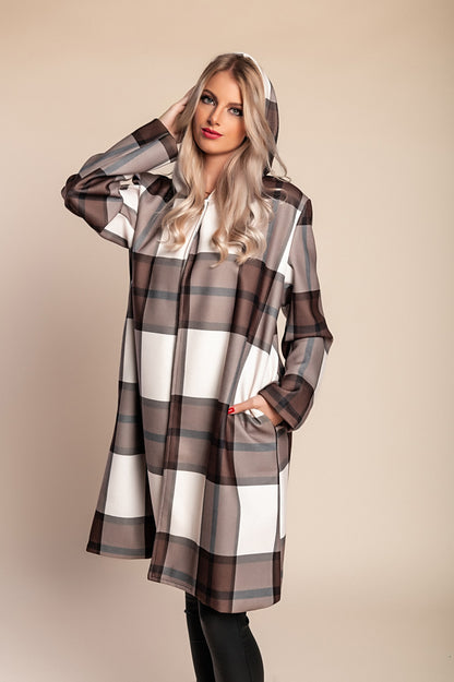 Cappotto a quadri, marrone