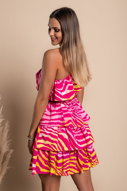 Elegante mini abito con balze Bovina, fucsia