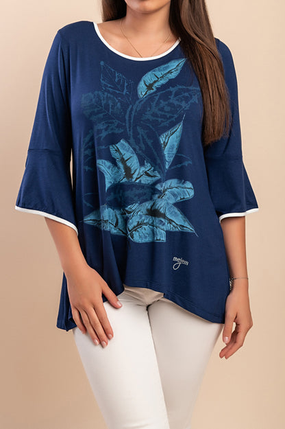 Top con maniche a 3/4, blu scuro